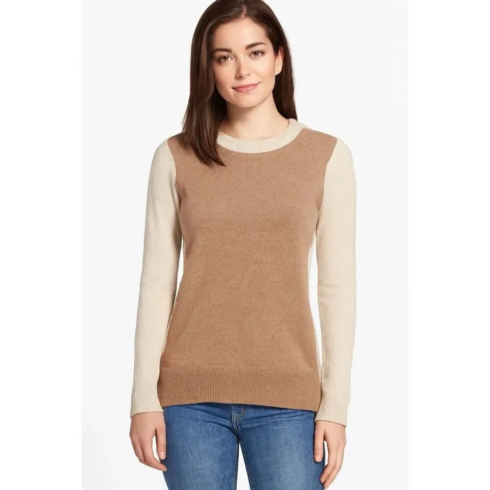 J. Crew sweater womens XS Wool pullover 2 tone zipper minimalist capsule neutral